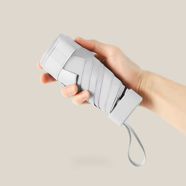 Dual-Use Women’s UV Protection Compact 6-Fold Umbrella – Sun & Rain, Black Coating, Flat Design