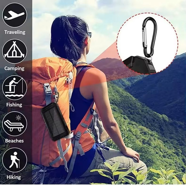 20000 mAh Waterproof Solar Power Bank – High Output Charger with Compass & LED