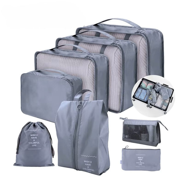 8-Piece Fashion Travel Storage & Packing Cubes Set – Portable Luggage Organizers with Zippers