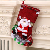 Large Linen Christmas Stocking Gift Bag – Hanging Holiday Decoration & Gift Sock