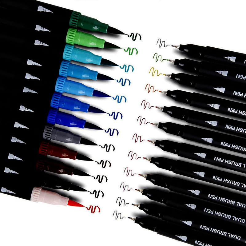Dual-Tip Watercolor Brush Markers 72-Color Art Set with Fine & Brush Tips