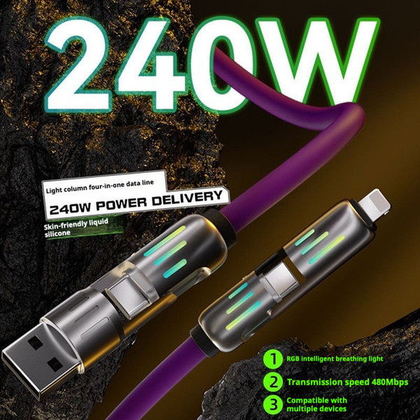 240W 4-in-1 USB Fast Charger with PD & QC Ports