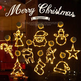 Christmas LED Light Snowflake & Santa Hanging Sucker Lamp – Window/Wall Holiday Decoration