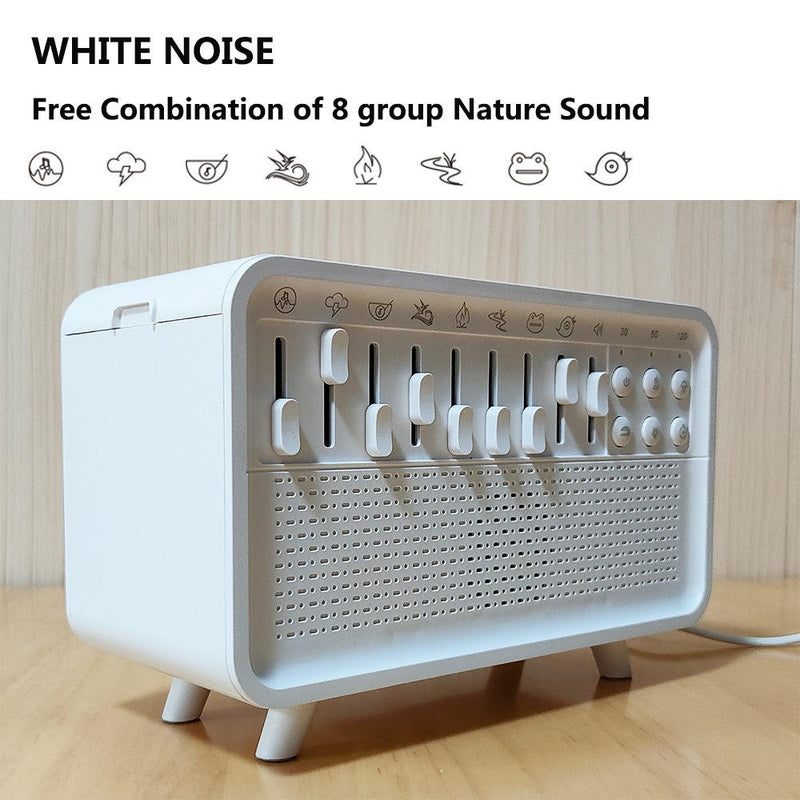 10W Bluetooth Portable White Noise Machine & Flame Aroma Diffuser – 8 Nature Sounds, Smart Home Sleep Aid