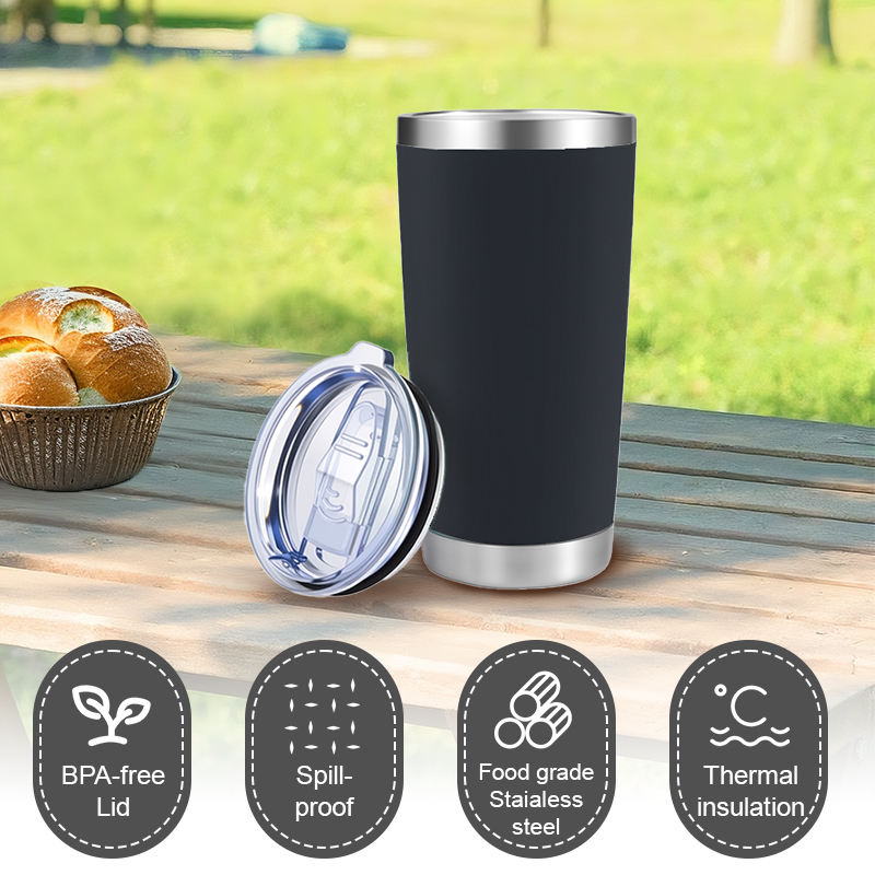 20oz White Double Wall Stainless Steel Vacuum Tumbler with Lid