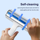 Reusable silicone pet fur remover roller — self-cleaning, no refills, ideal for dogs & cats on couches, beds & carpets.