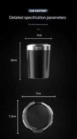 Portable LED Car Ashtray – Alloy Lid + Smokeless Design