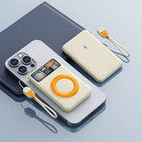 10,000 mAh Magnetic Power Bank with Built-in Lanyard, Cable, Mini Fan & Phone Stand — Fast Charge & Cooling for Travel