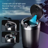 Portable LED Car Ashtray – Alloy Lid + Smokeless Design