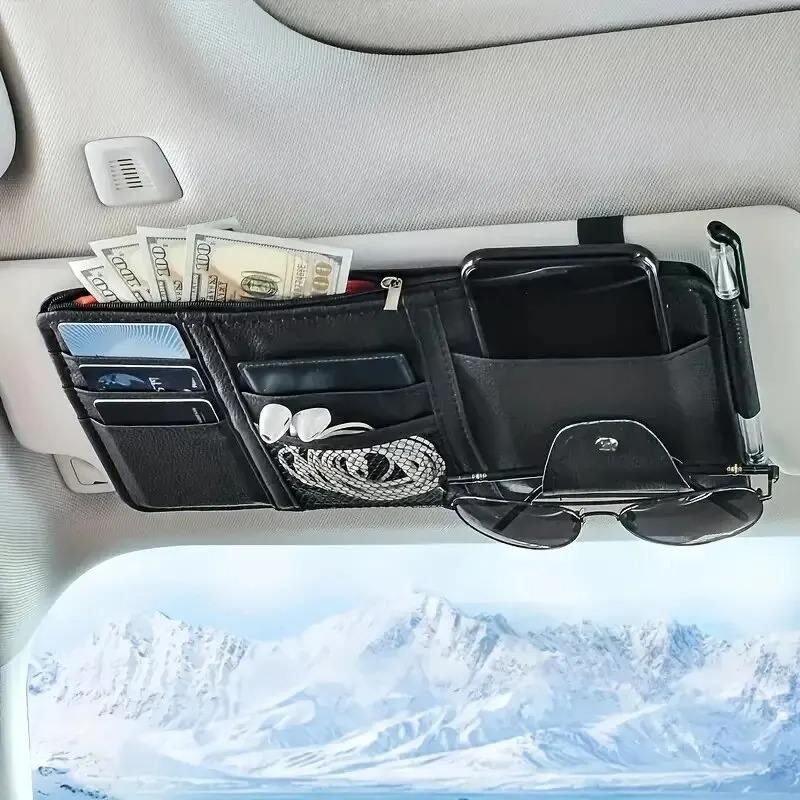 Car Sun Visor Organizer – Multi-Pocket Storage for Sunglasses, Cards, and Phone