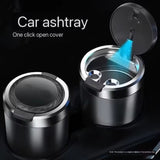 Portable LED Car Ashtray – Alloy Lid + Smokeless Design