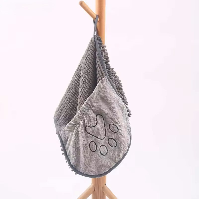 Chenille Pet Paw Microfiber Dog Bath Towel – Super Absorbent, Quick-Dry Pet Grooming Towel