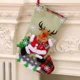 Large Linen Christmas Stocking Gift Bag – Hanging Holiday Decoration & Gift Sock