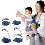 4-in-1 Ergonomic Hip Seat Baby Carrier – Cotton Hip Seat Backpack for Front & Back Carry