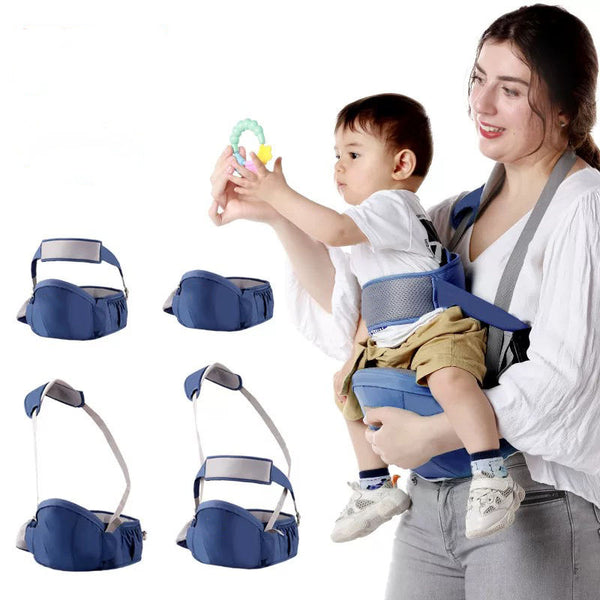 4-in-1 Ergonomic Hip Seat Baby Carrier – Cotton Hip Seat Backpack for Front & Back Carry
