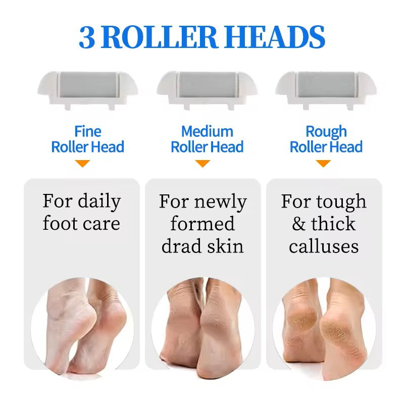 Electric Foot Callus Remover – USB Rechargeable Pedicure Grinder with 3 Grinding Heads & Strong Motor