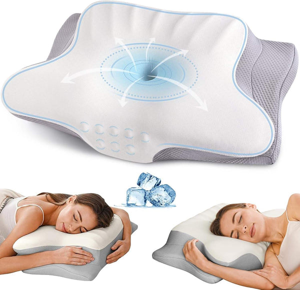 Ergonomic Memory Foam Cooling Pillow – Contour Support for Neck and Shoulders