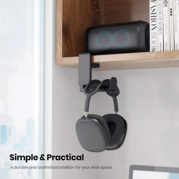 Adjustable Clamp-On Rotating Headphone Stand – 10–42mm Desk Mount