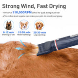 Portable Pet Hair Dryer – 3-Temperature Adjustable Grooming Blower with Rotatable Head & 4 Nozzles
