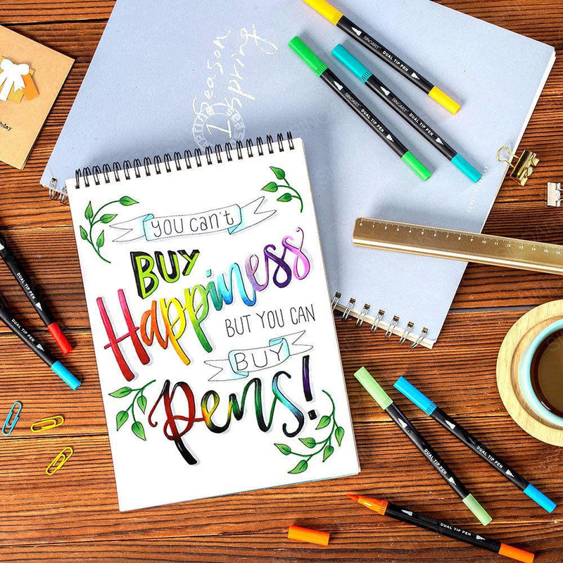 Dual-Tip Watercolor Brush Markers 72-Color Art Set with Fine & Brush Tips