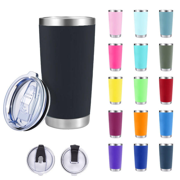 20oz White Double Wall Stainless Steel Vacuum Tumbler with Lid