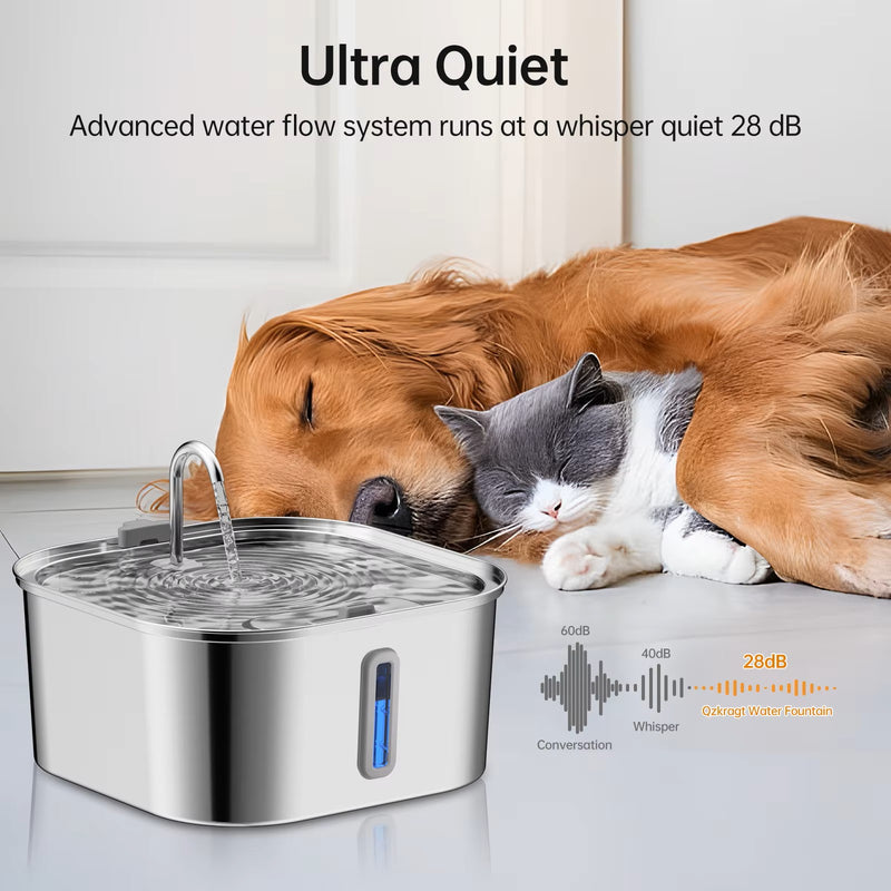 7 L Stainless Steel Automatic Pet Water Feeder – Gravity Fountain with Water Level Window