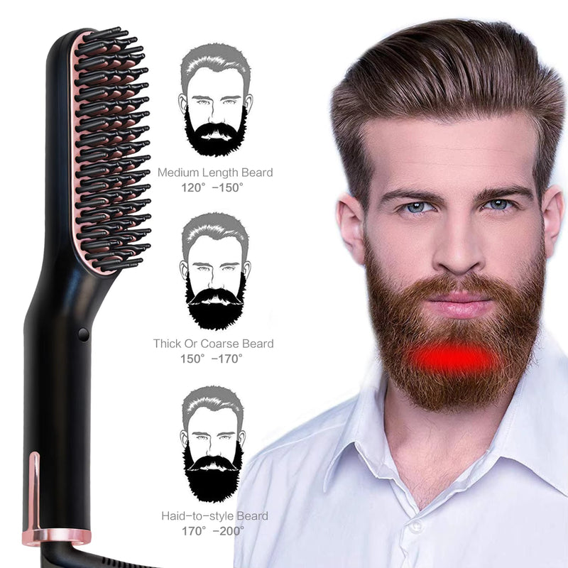 Hot Comb Straightener – Ionic Electric Heating Brush, Fast Heating, Anti-Scald Styler for Wet & Dry Use, for Men’s Beard & Hair