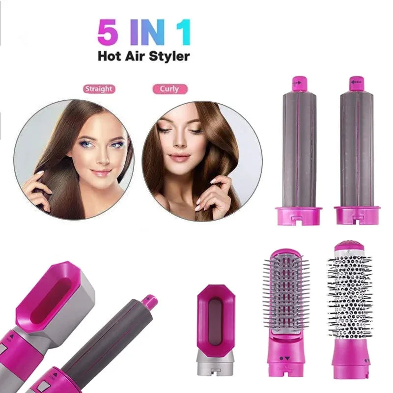 5 in 1 Electric Hair Comb Hair Dryer Negative Ion Straightener Brush ...
