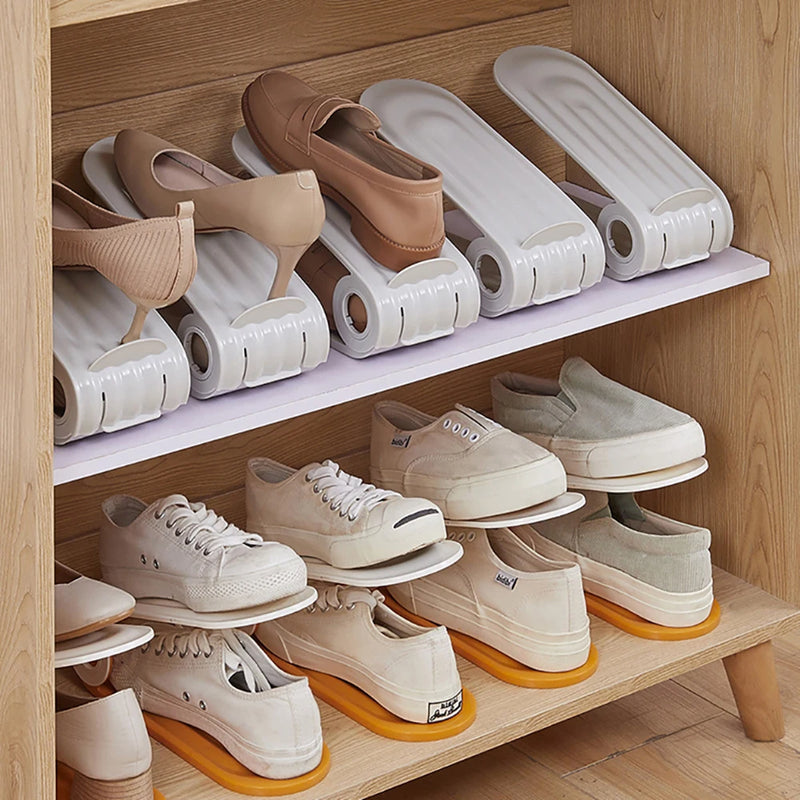 Shoe Slots Organizer 20 Pack, Adjustable Shoe Racks with 4 Height-adjustable, Double Layer Shoe Rack Organizer Holder, Saving Space in Wardrobe and Shoe Cabinet, Non-slip Shoe Slots Organizer 20 Pack, Adjustable Shoe Racks with 4 Height-adjustable, Double Layer Shoe Rack Organizer Holder, Saving Space in Wardrobe and Shoe Cabinet, Non-slip