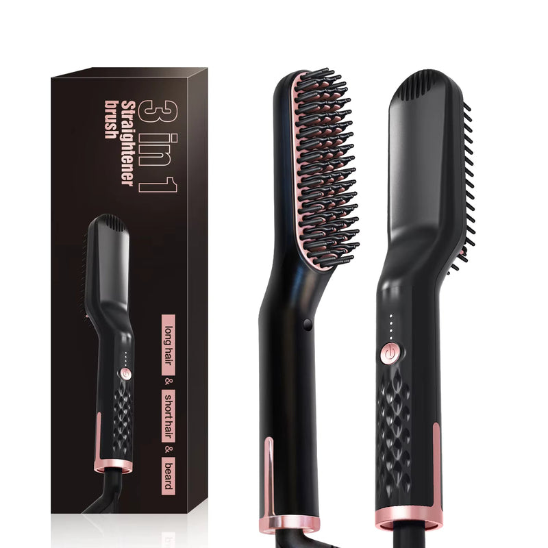 Hot Comb Straightener – Ionic Electric Heating Brush, Fast Heating, Anti-Scald Styler for Wet & Dry Use, for Men’s Beard & Hair