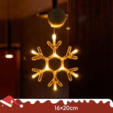 Christmas LED Light Snowflake & Santa Hanging Sucker Lamp – Window/Wall Holiday Decoration