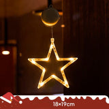 Christmas LED Light Snowflake & Santa Hanging Sucker Lamp – Window/Wall Holiday Decoration