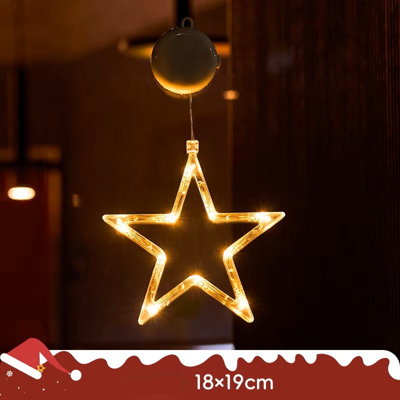 Christmas LED Light Snowflake & Santa Hanging Sucker Lamp – Window/Wall Holiday Decoration