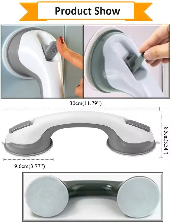 Dual-Locking Suction Cup Balance Assist Grab Bar – Wall & Door Support Handle for Bathroom & Shower