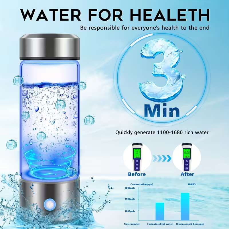 Electric Hydrogen Water Generator Bottle – Portable Ionized Water Maker