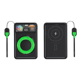 10,000 mAh Magnetic Power Bank with Built-in Lanyard, Cable, Mini Fan & Phone Stand — Fast Charge & Cooling for Travel