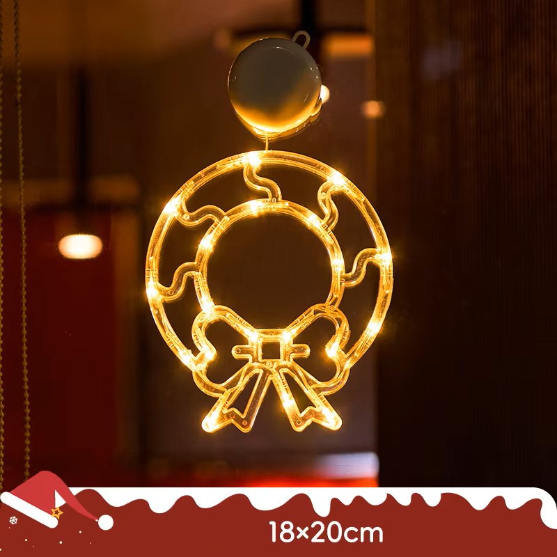 Christmas LED Light Snowflake & Santa Hanging Sucker Lamp – Window/Wall Holiday Decoration