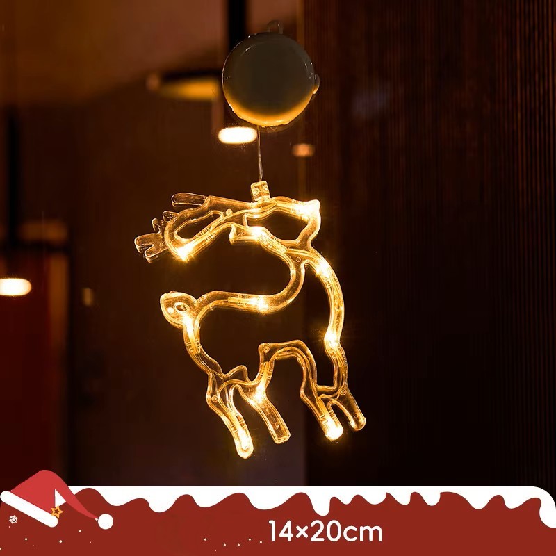 Christmas LED Light Snowflake & Santa Hanging Sucker Lamp – Window/Wall Holiday Decoration