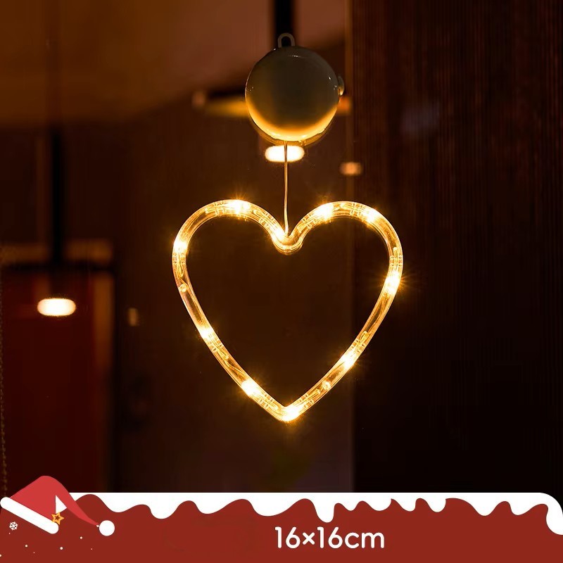 Christmas LED Light Snowflake & Santa Hanging Sucker Lamp – Window/Wall Holiday Decoration