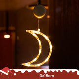 Christmas LED Light Snowflake & Santa Hanging Sucker Lamp – Window/Wall Holiday Decoration