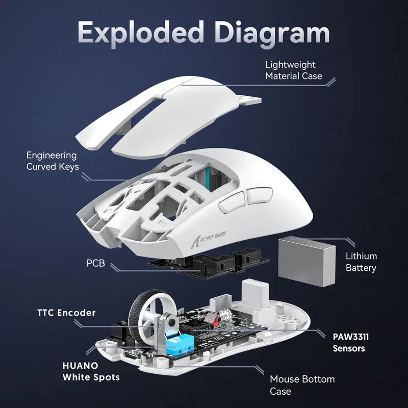 Attach Shark X11 Gaming Mouse with RGB Charging Dock