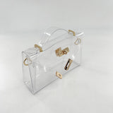 Gold Clear Jelly Satchel Bag – Transparent Top Handle Lock Purse