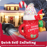 4.6FT Christmas Inflatable Gingerbread Man with Mug – LED Light-Up Outdoor Decoration