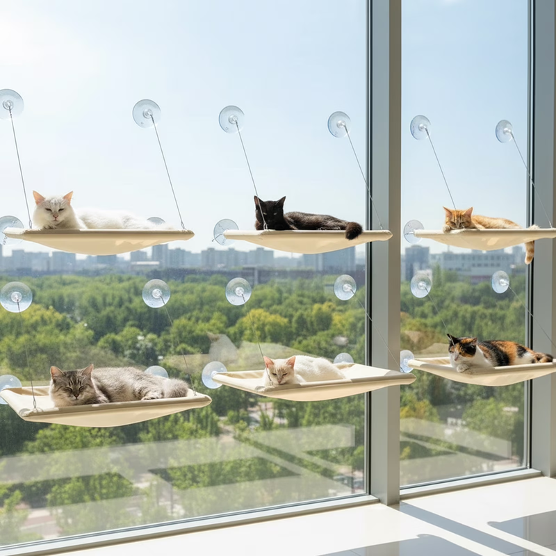 Cat Window Hammock Bed – Suction Cup Hanging Seat for Sunny Window Lounging